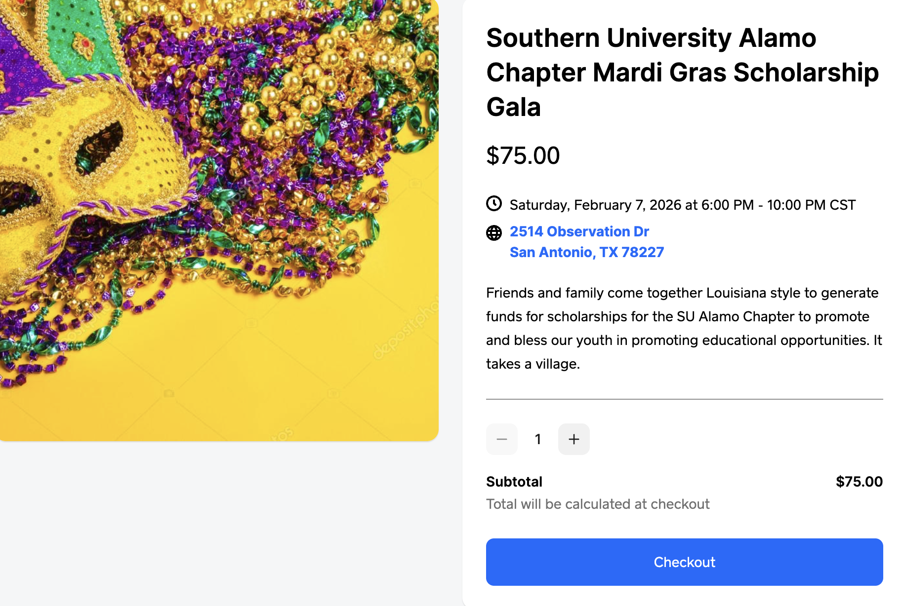 Single Ticket - Mardi Gras Gala